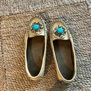 Miu Miu Buffalo real leather moccasins with turquoise stone